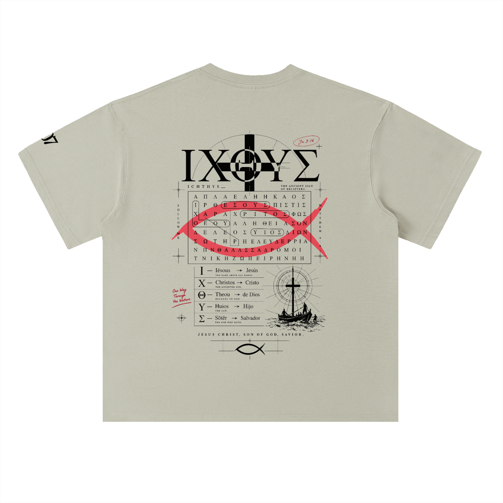 4GVIN ( PEZ IXOYE )   Drop Shoulder Cotton T-Shirt