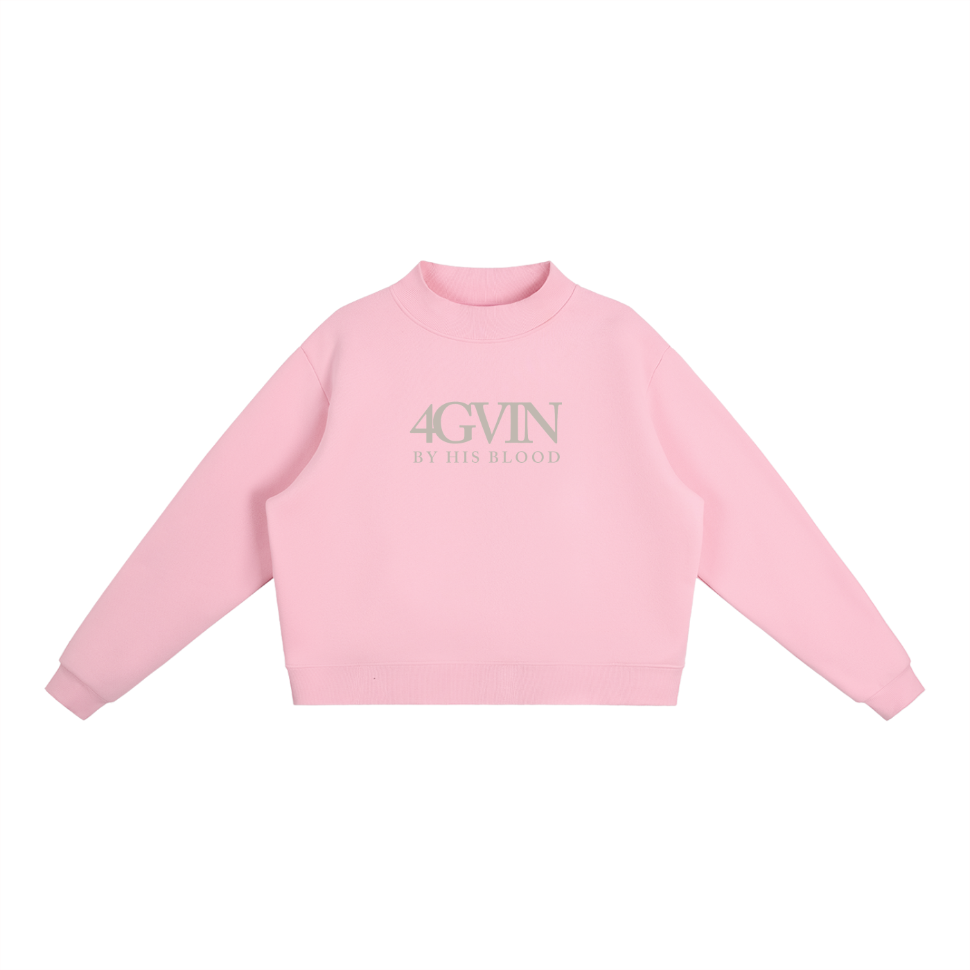 4GVIN "Faith Can Move Mountains"  Girls Essential Fleece Mock-Neck Crew Sweatshirt