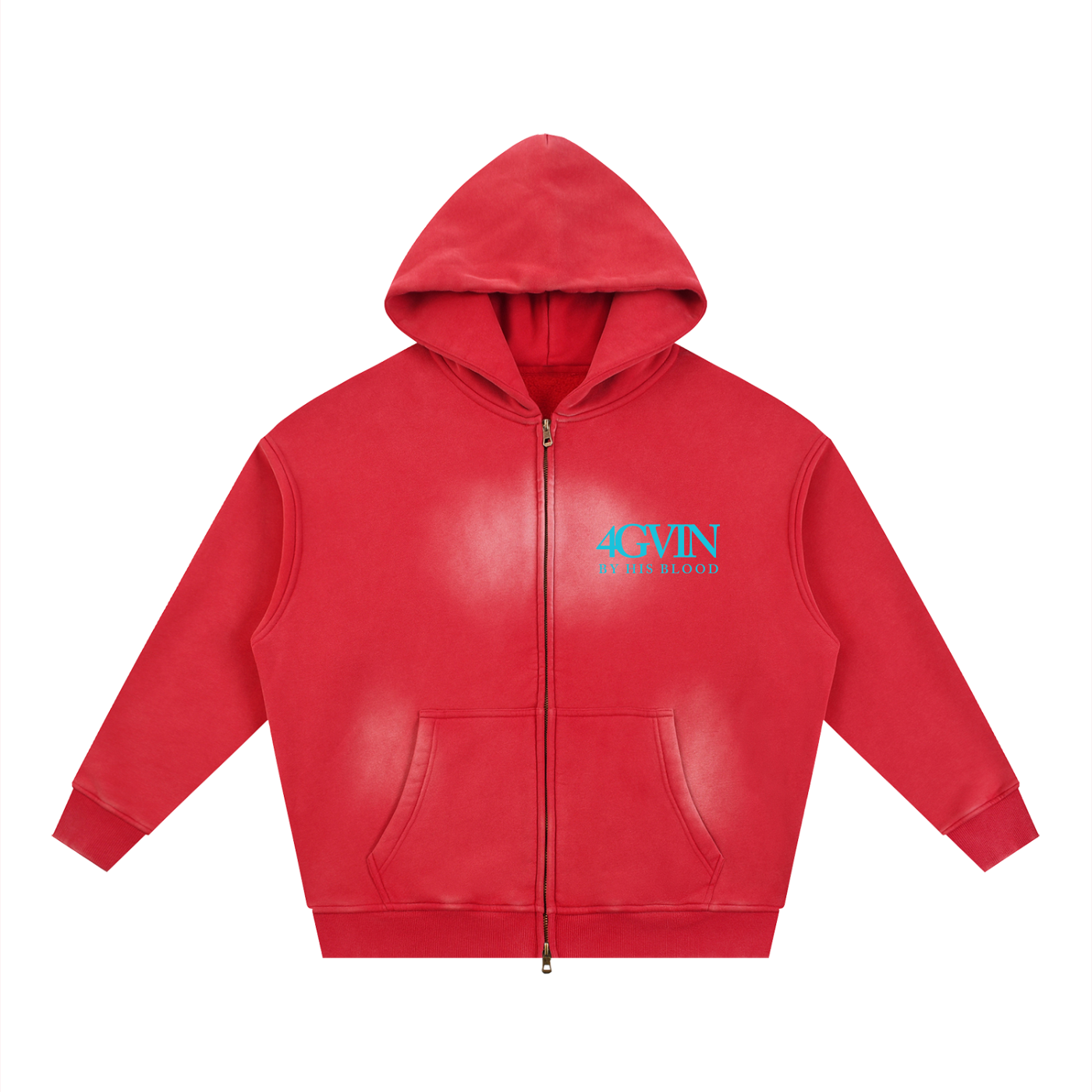 4GVIN ( No Fear ) Sunfade Two-way Zipper Boxy Fleece Hoodie