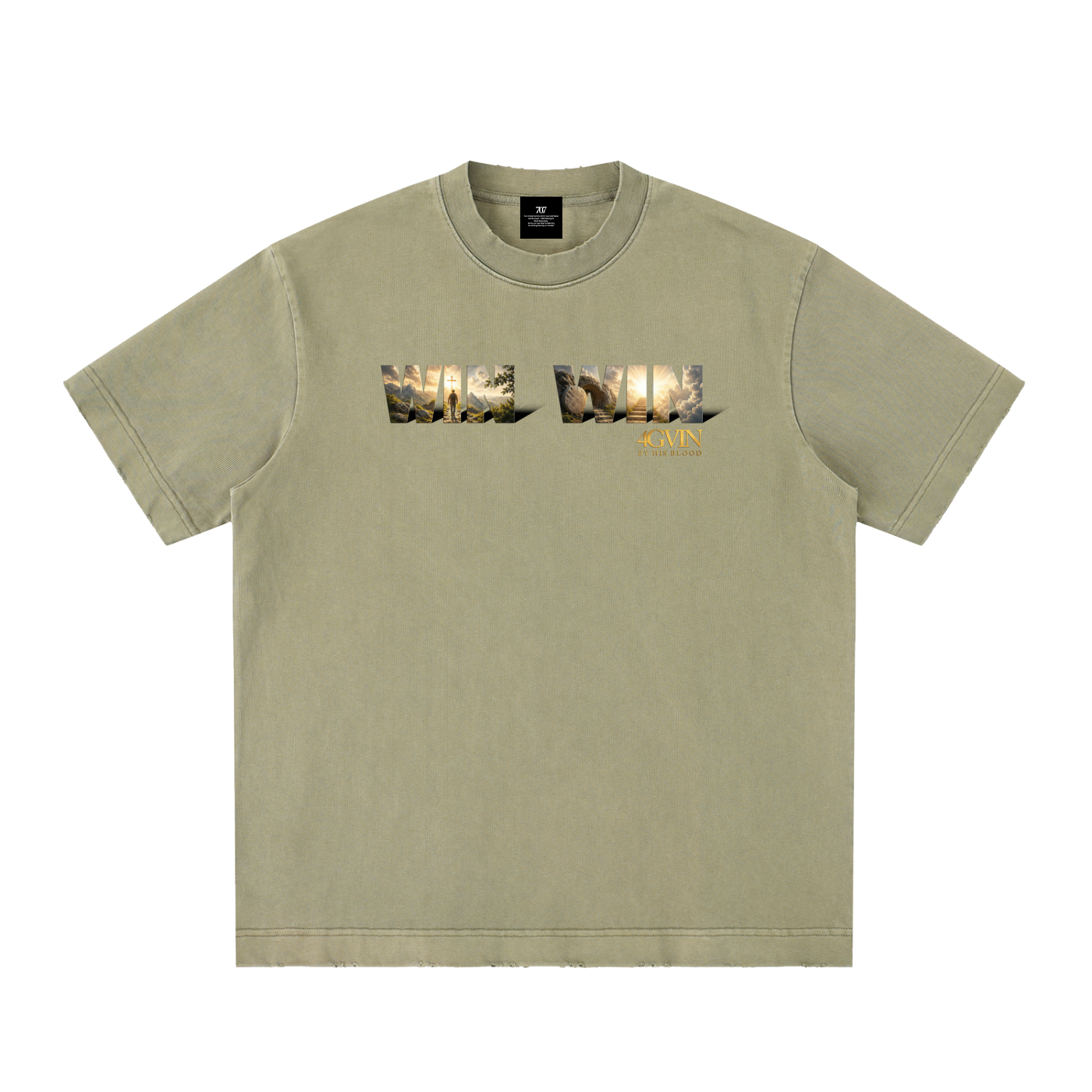 4GVIN ( WIN WIN ) Heavyweight Vintage Washed Frayed T-Shirt