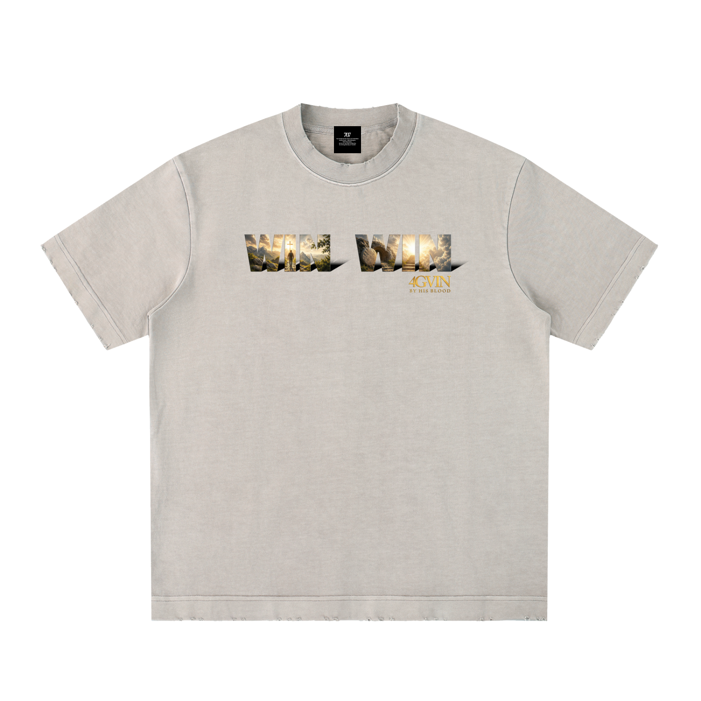 4GVIN ( WIN WIN ) Heavyweight Vintage Washed Frayed T-Shirt