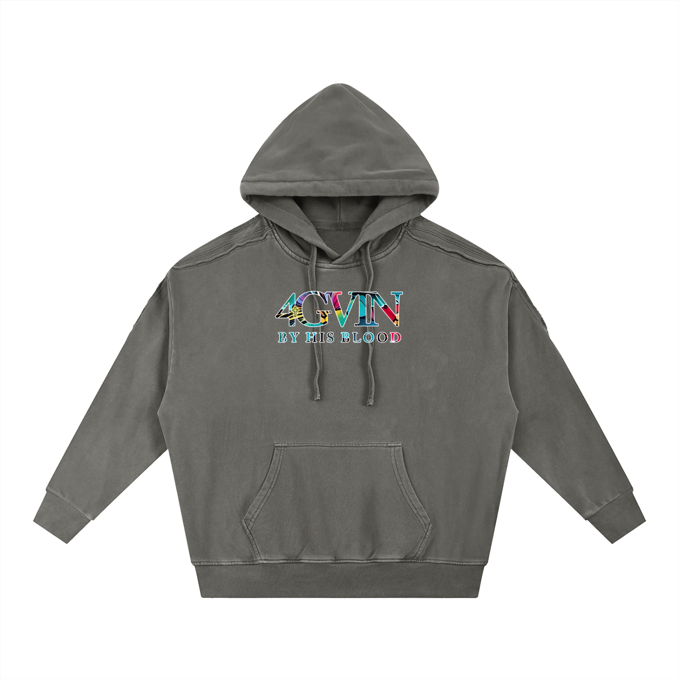 4GVIN Snow Washed Tape Raw Edge Hoodie