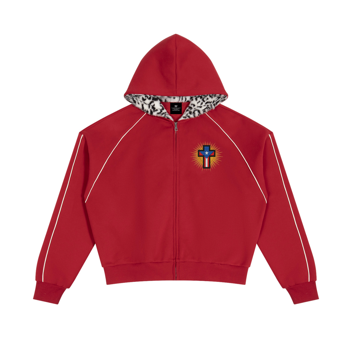 4GVIN Unisex Boxy Fleece Piping Full Zip Hoodie