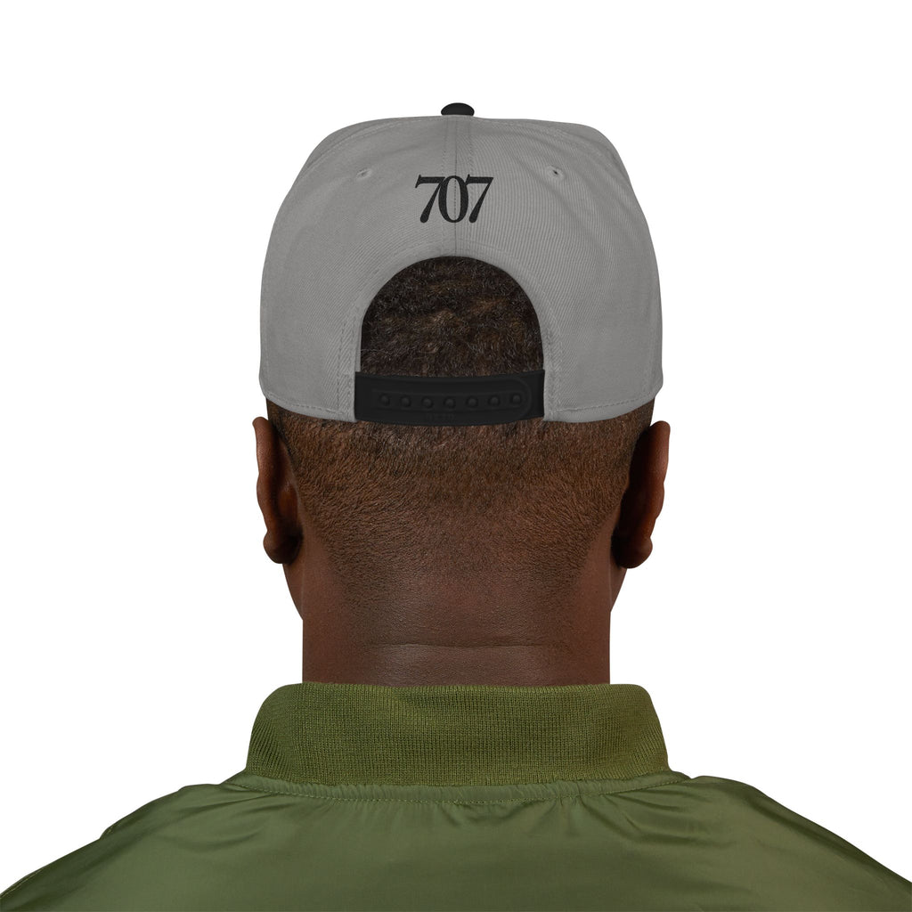 Snapback Hat — Subtle Embroidered Flag Pin & '707' Accent