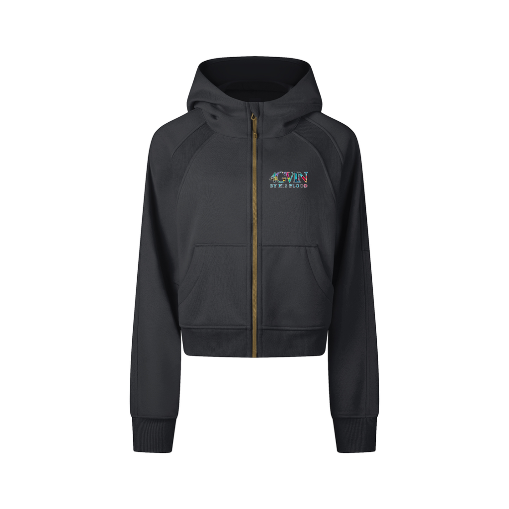 4GVIN Jesus Is King " Girls Cropped Zip-Through Hoodie