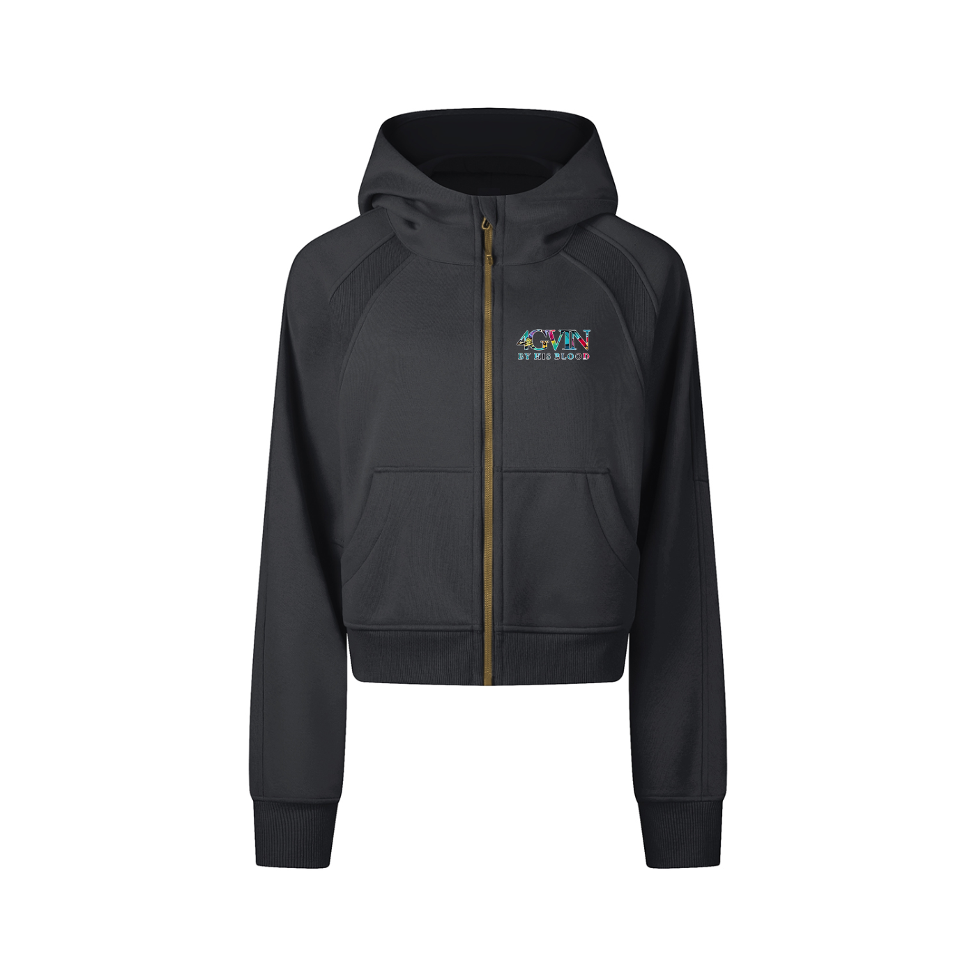 4GVIN Jesus Is King " Girls Cropped Zip-Through Hoodie