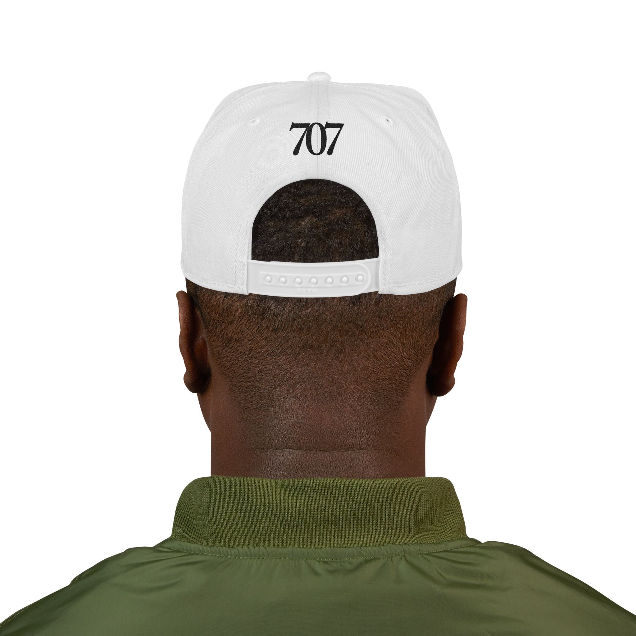 Snapback Hat — Subtle Embroidered Flag Pin & '707' Accent
