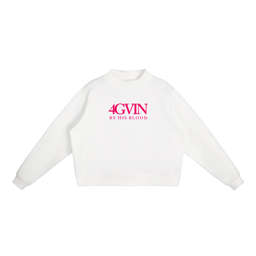 4GVIN " Keep the Faith " Girls Essential Fleece Mock-Neck Crew Sweatshirt