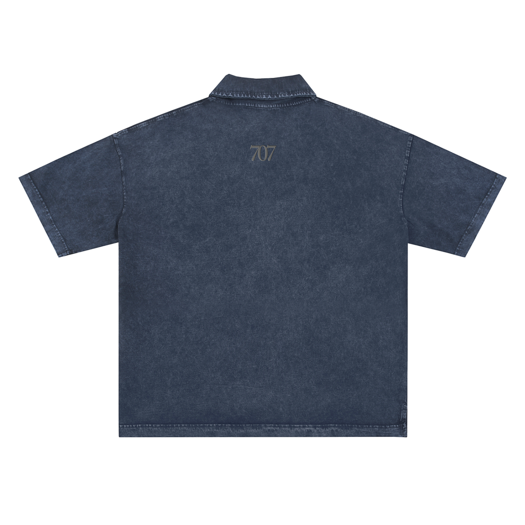 4GVIN "By His Blood" Acid Wash Polo – Charcoal
