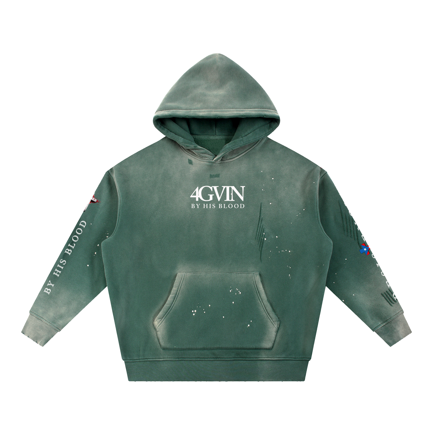 Vintage Washed Frayed Fleece Hoodie