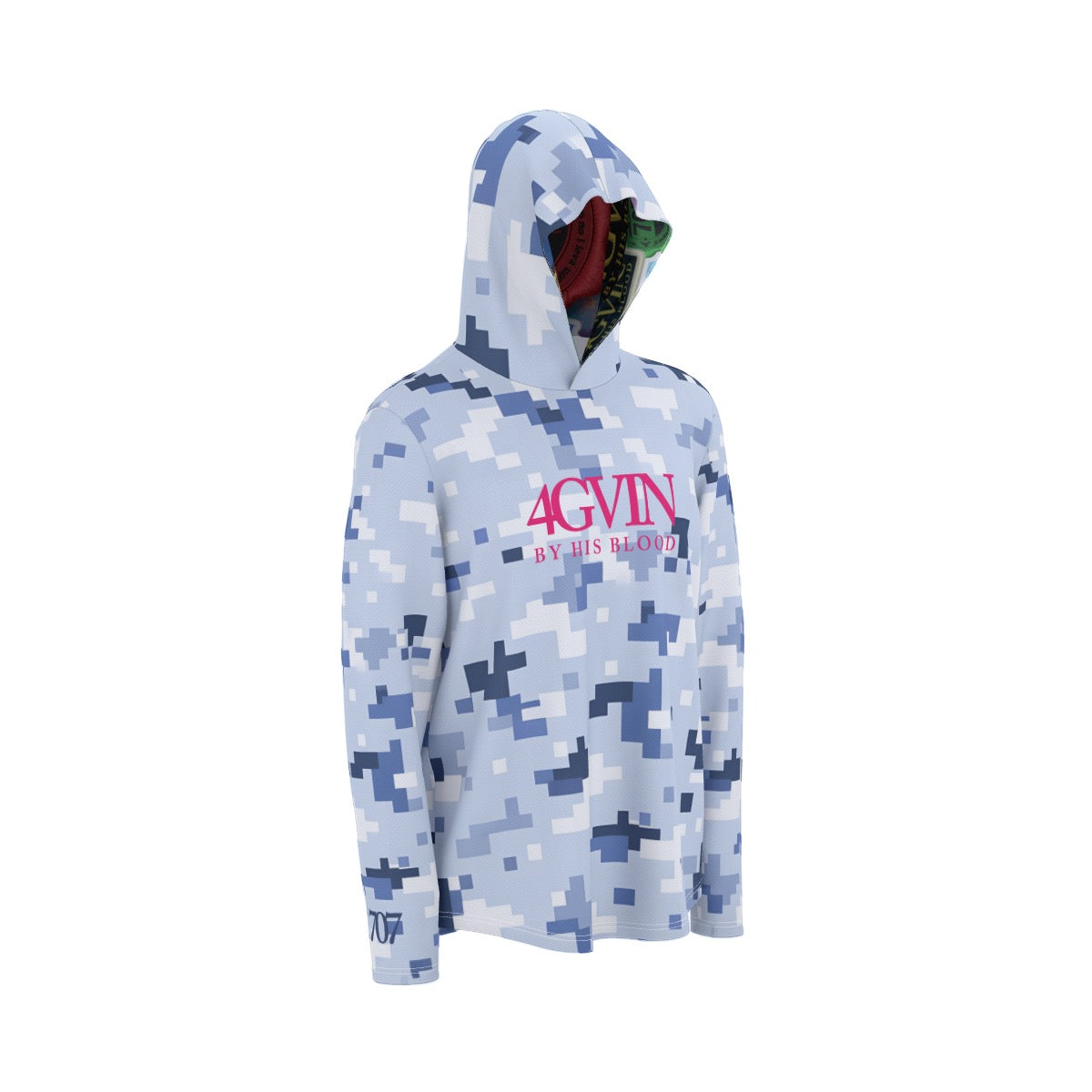 4GVIN ( Faith ) All-Over Print Men's Sunscreen  Sports Hoodie  Blue camo