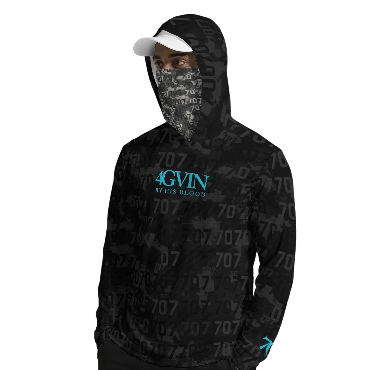4GVIN ( No Fear ) All-Over Print Men’s Sun Protection Hoodie with Face Cover