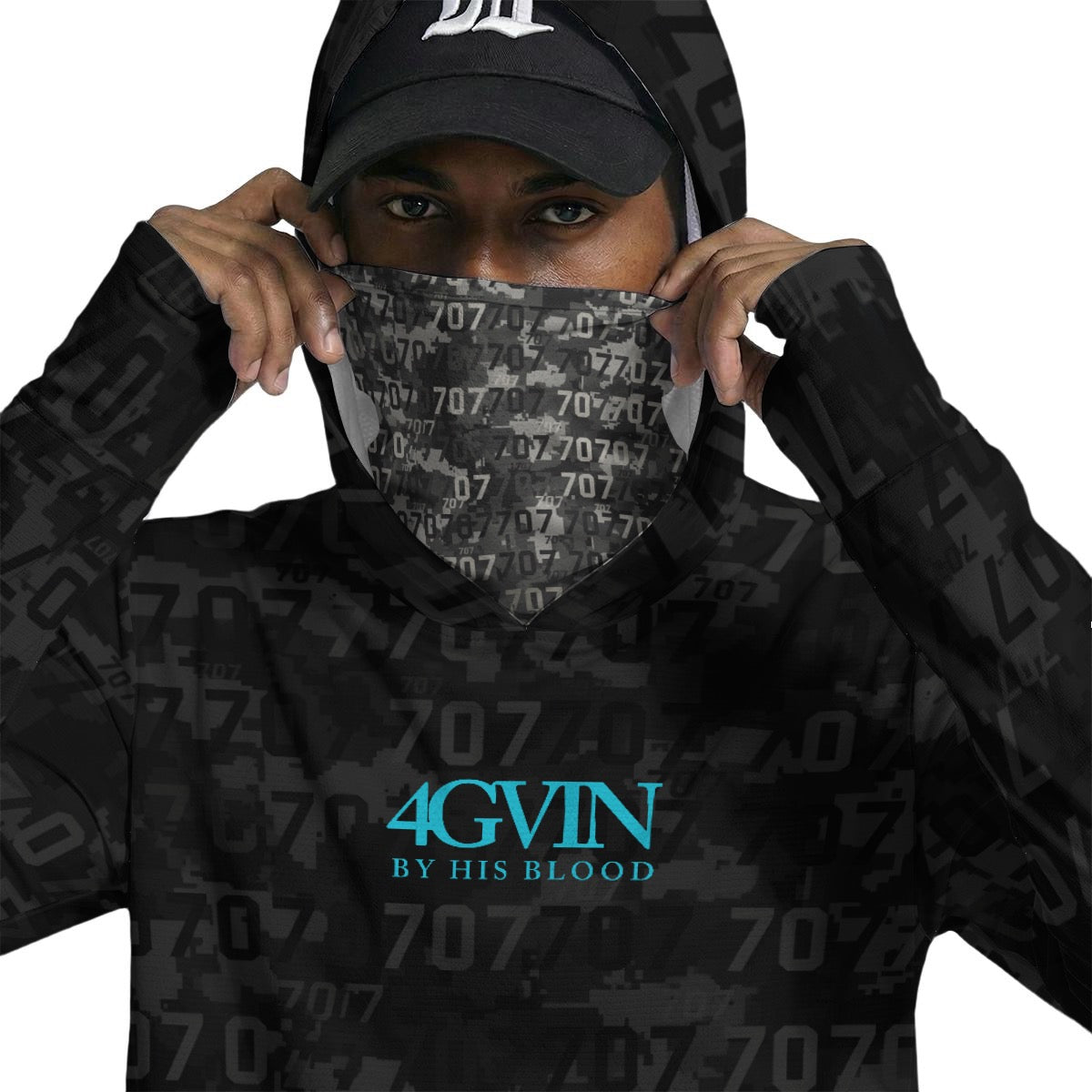 4GVIN All-Over Print Men’s Sun Protection Hoodie with Face Cover and Thumb Holes