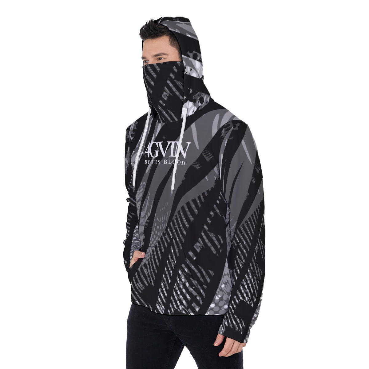 All-Over Print Men's Pullover Hoodie With Mask