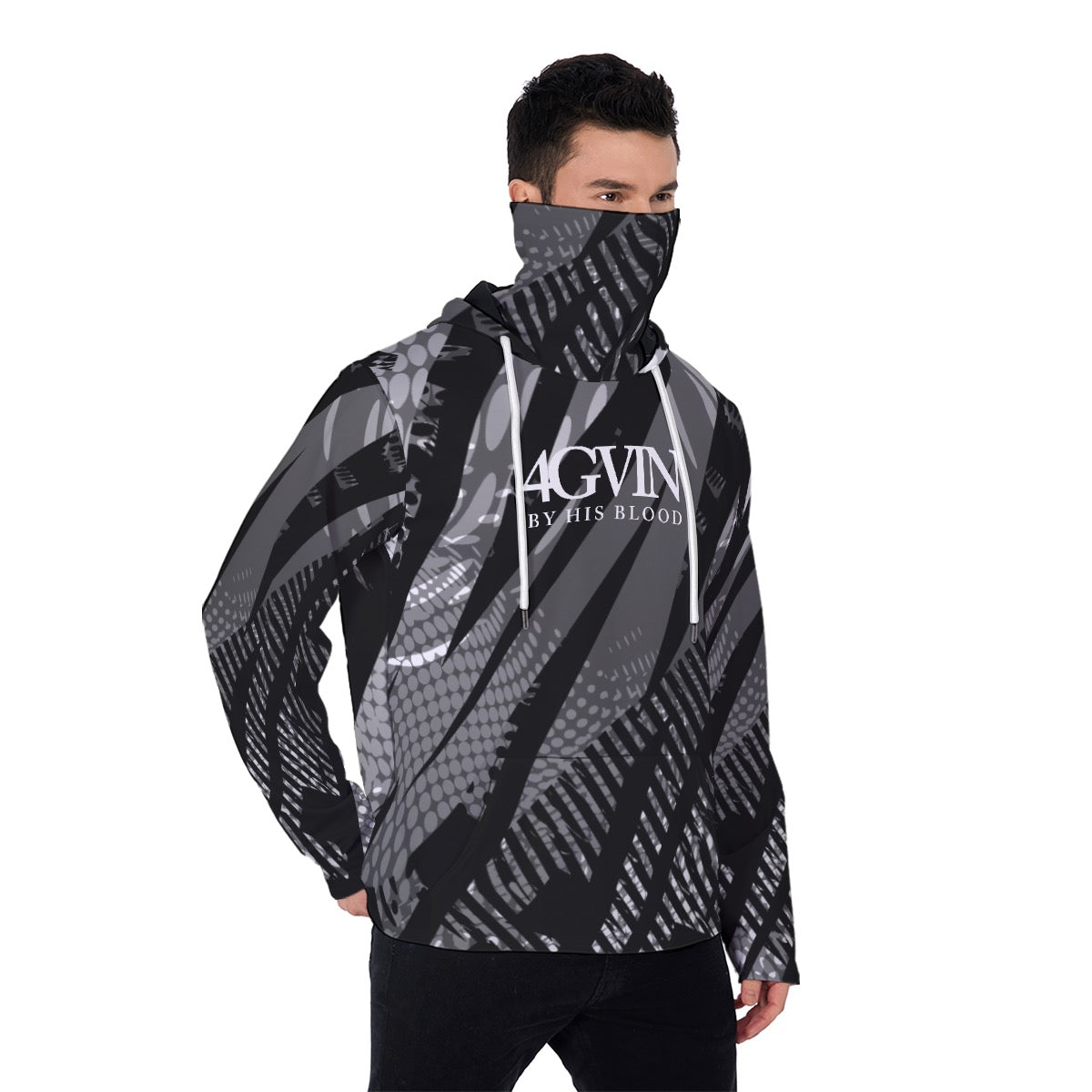All-Over Print Men's Pullover Hoodie With Mask