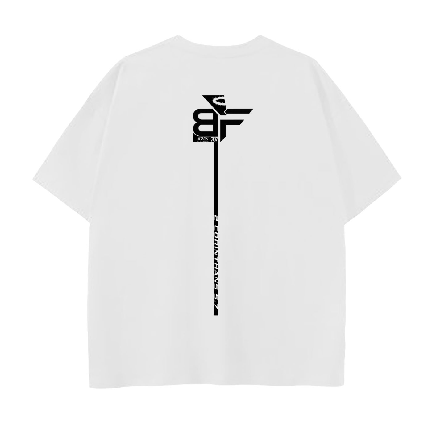 4GVIN ( DRIVEN V2)  Heavyweight Tee – White Drop Shoulder Cotton T-Shirt
