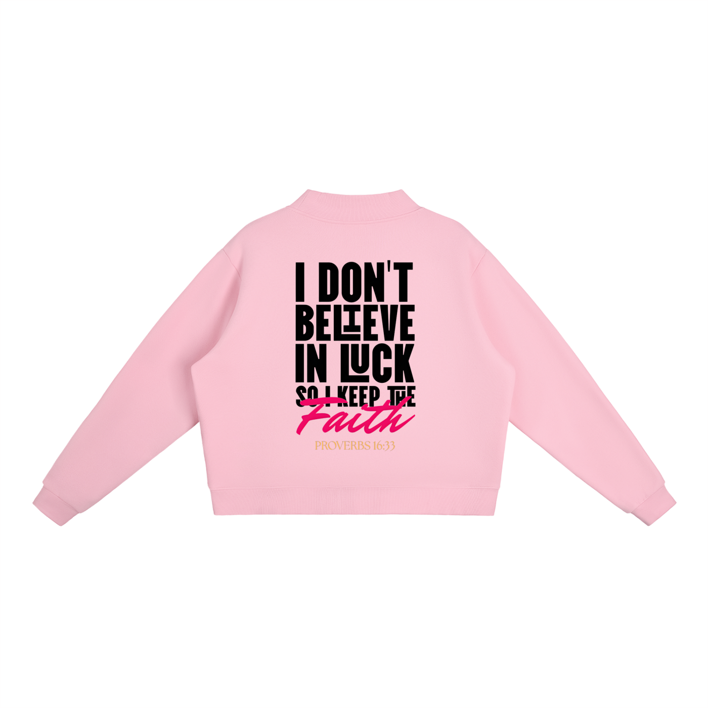 4GVIN " Keep the Faith " Girls Essential Fleece Mock-Neck Crew Sweatshirt