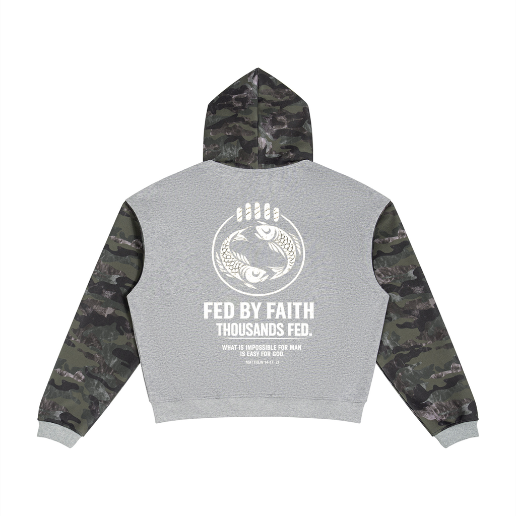 4GVIN ( Camo FED ) Unisex Colorblock Camo Full Zip Boxy Hoodie