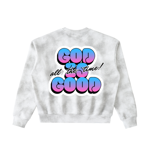 4GVIN "God is Good"   Dirty Washed Boxy Fleeced Sweatshirt