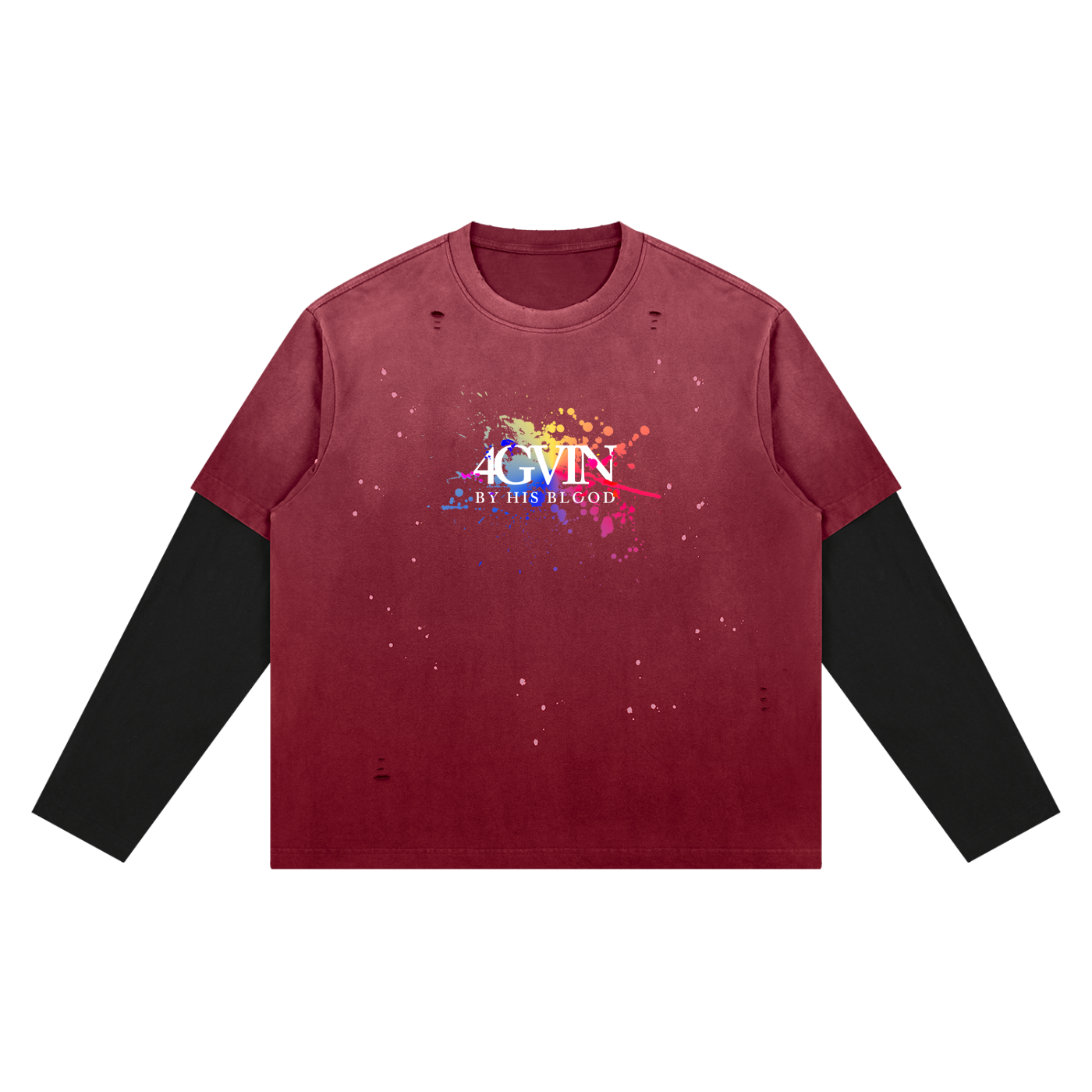 4GVIN ( ART ) Unisex Vintage Wash Distressed Layer T-Shirt