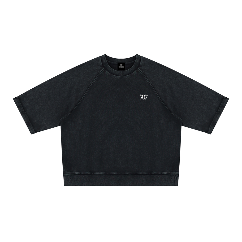 4GVIN Unisex Vintage Wash Boxy Short Sleeve Sweatshirt