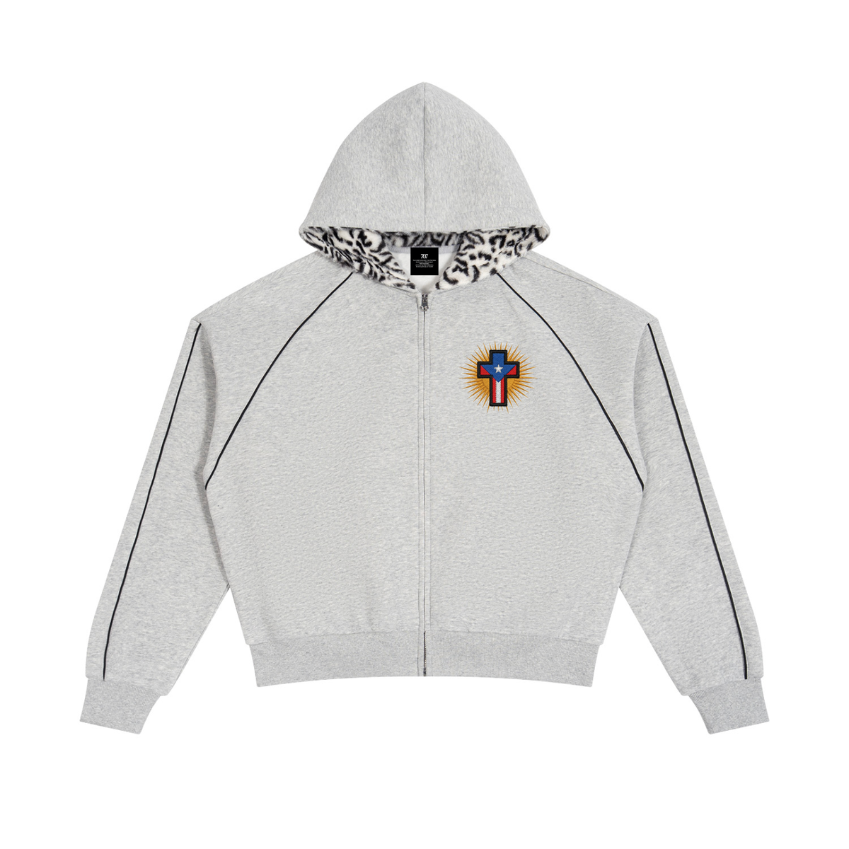 4GVIN Unisex Boxy Fleece Piping Full Zip Hoodie
