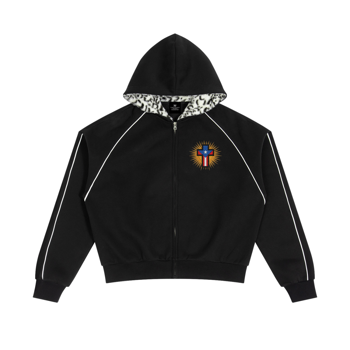 4GVIN Unisex Boxy Fleece Piping Full Zip Hoodie