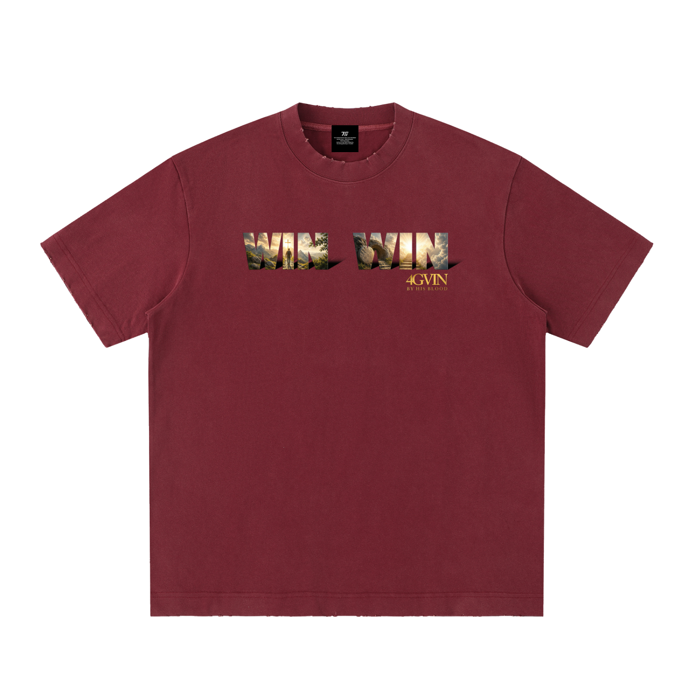 4GVIN ( WIN WIN ) Heavyweight Vintage Washed Frayed T-Shirt