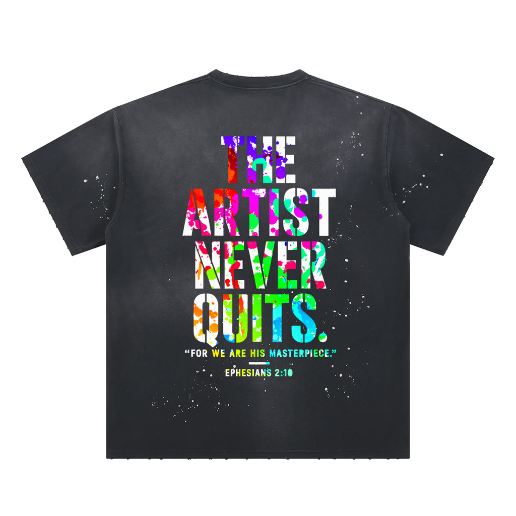 4GVIN ( Art ) Hand-Frayed Sunfade Paint Splatter T-Shirt