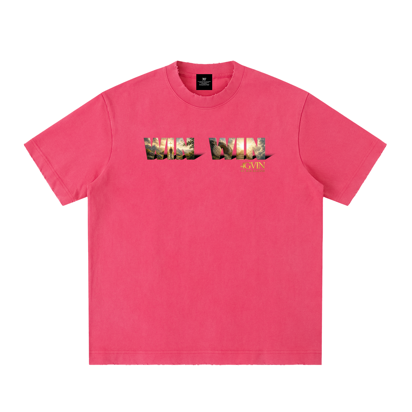 4GVIN ( WIN WIN ) Heavyweight Vintage Washed Frayed T-Shirt