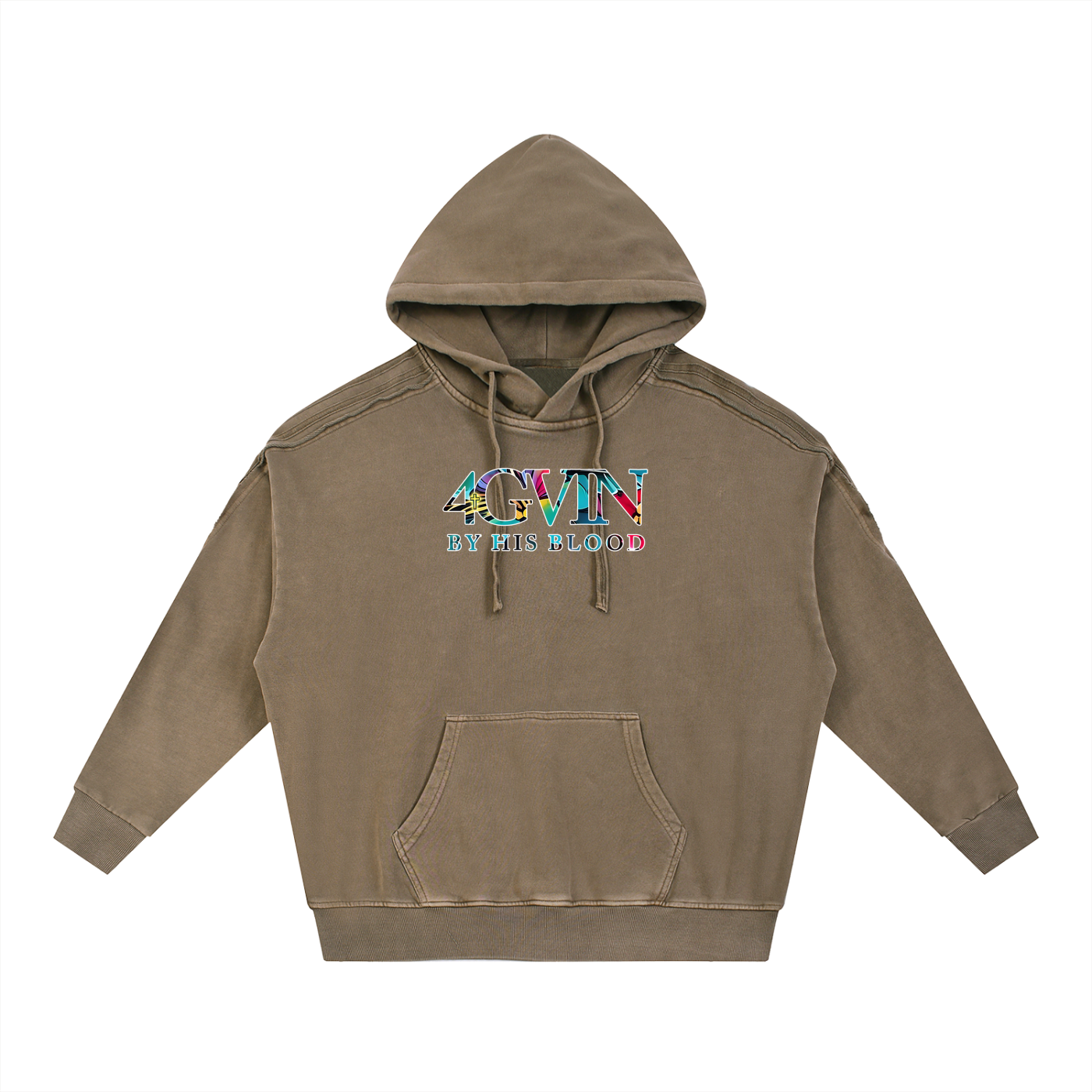 4GVIN Snow Washed Tape Raw Edge Hoodie