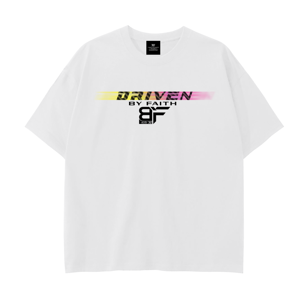 4GVIN ( DRIVEN V2)  Heavyweight Tee – White Drop Shoulder Cotton T-Shirt