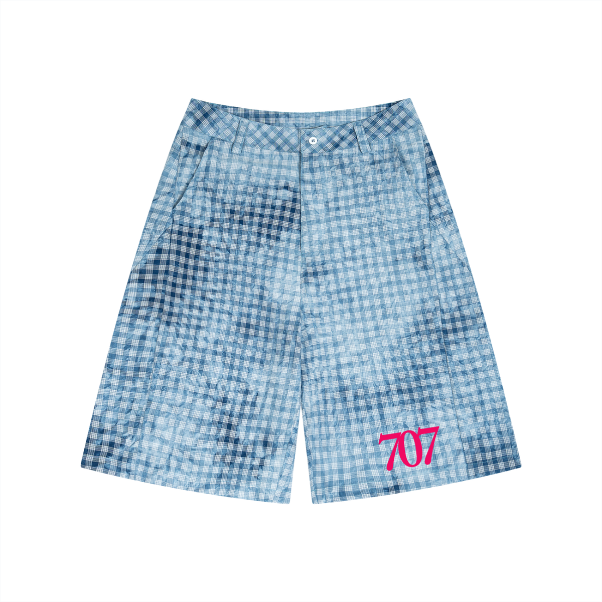 4GVIN Unisex Vintage Wash Plaid Shorts