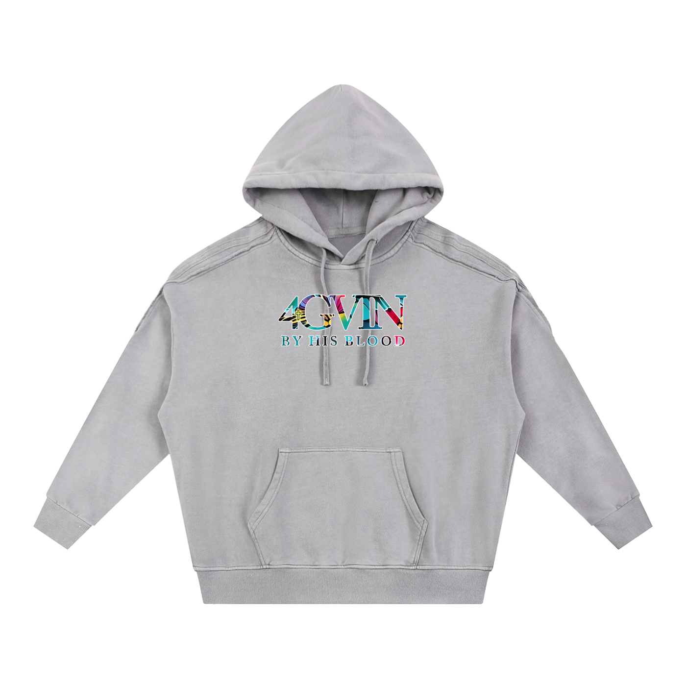 4GVIN Snow Washed Tape Raw Edge Hoodie