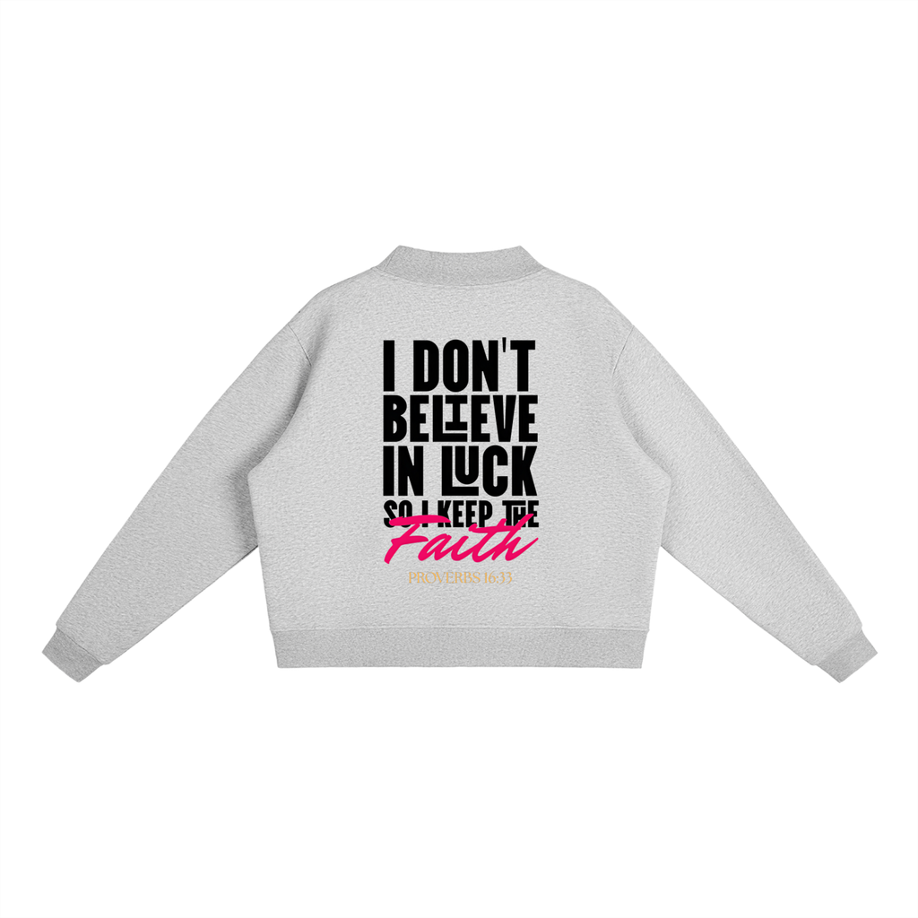 4GVIN " Keep the Faith " Girls Essential Fleece Mock-Neck Crew Sweatshirt