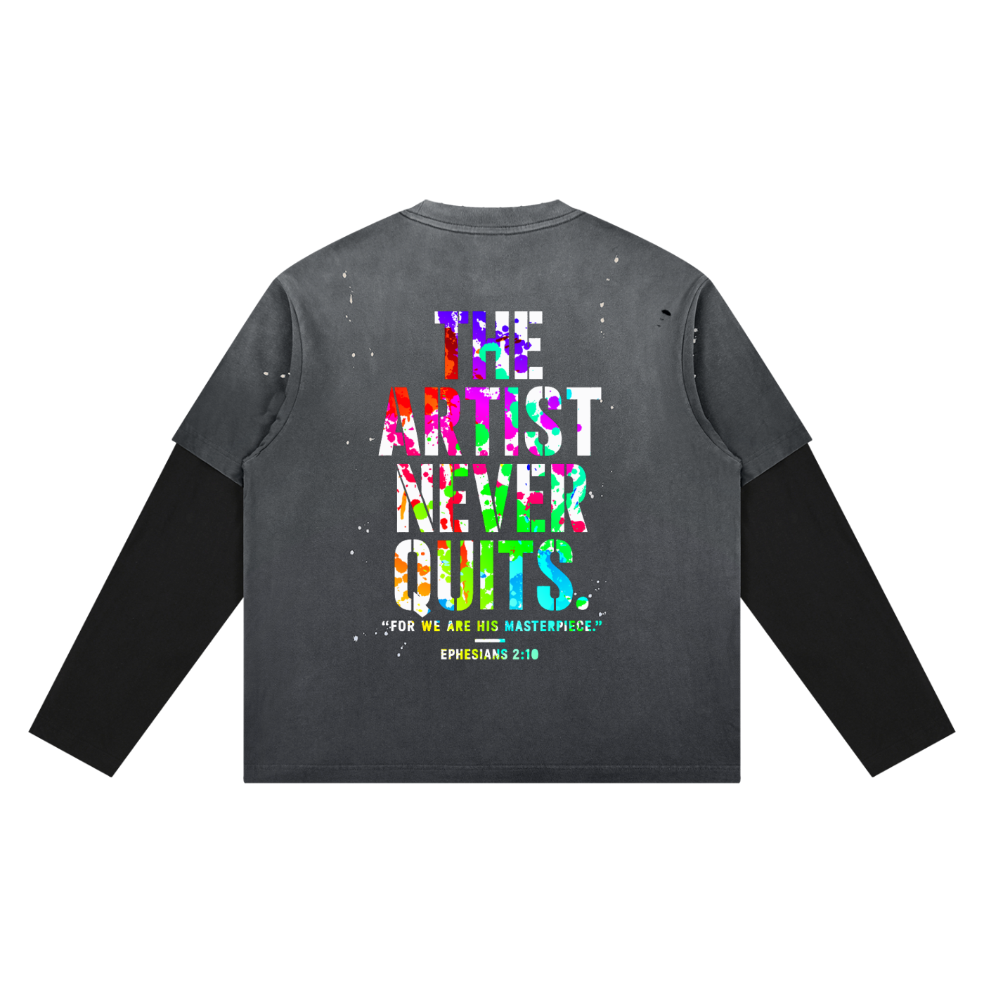 4GVIN ( ART ) Unisex Vintage Wash Distressed Layer T-Shirt