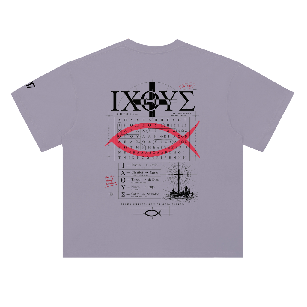 4GVIN ( PEZ IXOYE )   Drop Shoulder Cotton T-Shirt