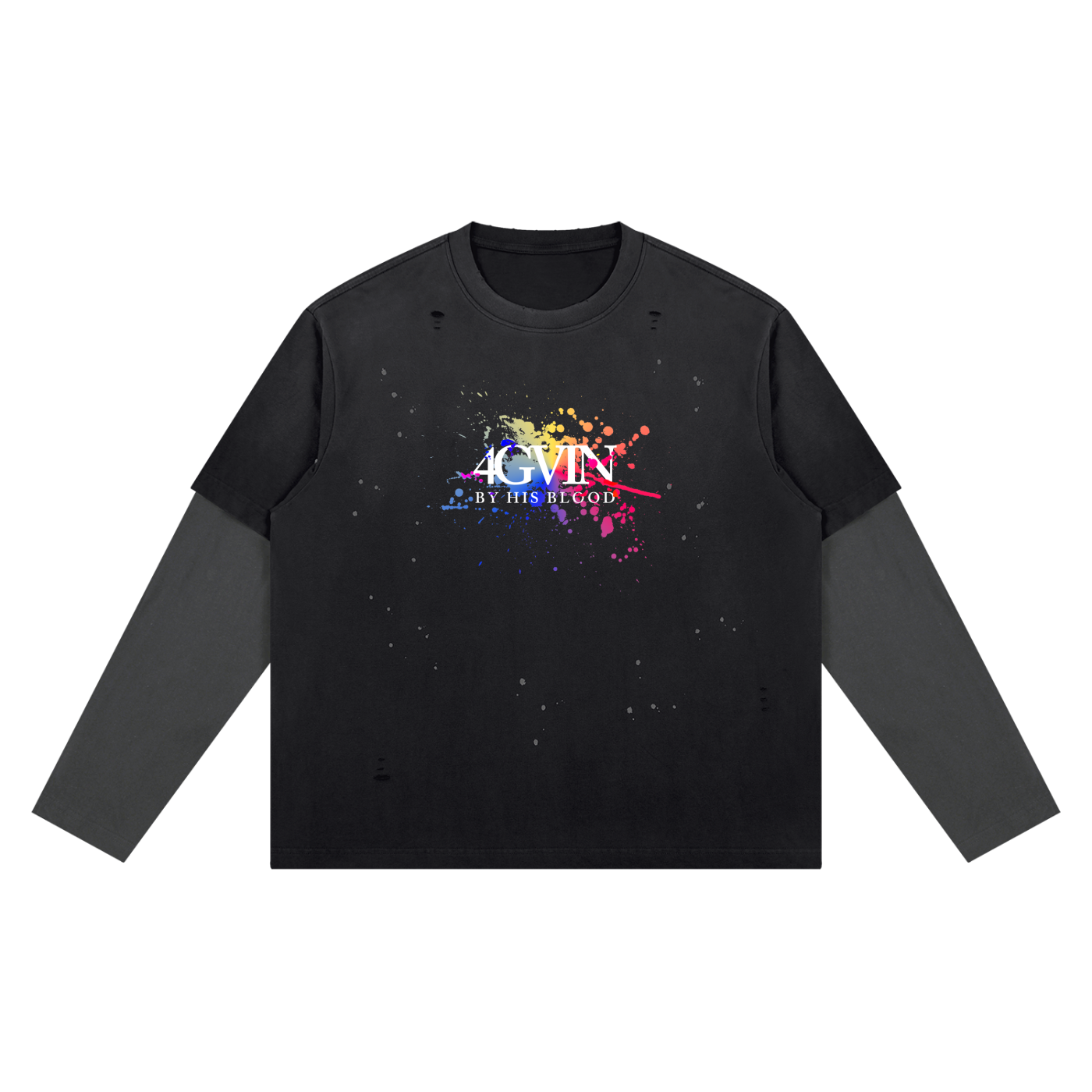 4GVIN ( ART ) Unisex Vintage Wash Distressed Layer T-Shirt