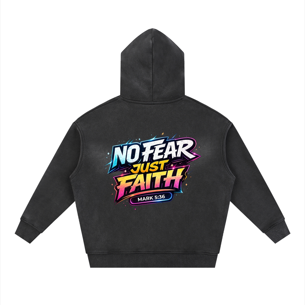 4GVIN ( No Fear ) Sunfade Two-way Zipper Boxy Fleece Hoodie