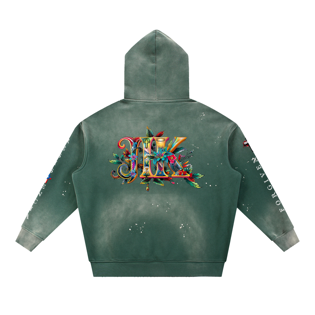 4GVIN Vintage Washed Frayed Fleece Hoodie