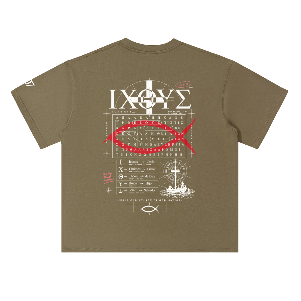 4GVIN ( PEZ IXOYE ) Drop Shoulder Cotton T-Shirt