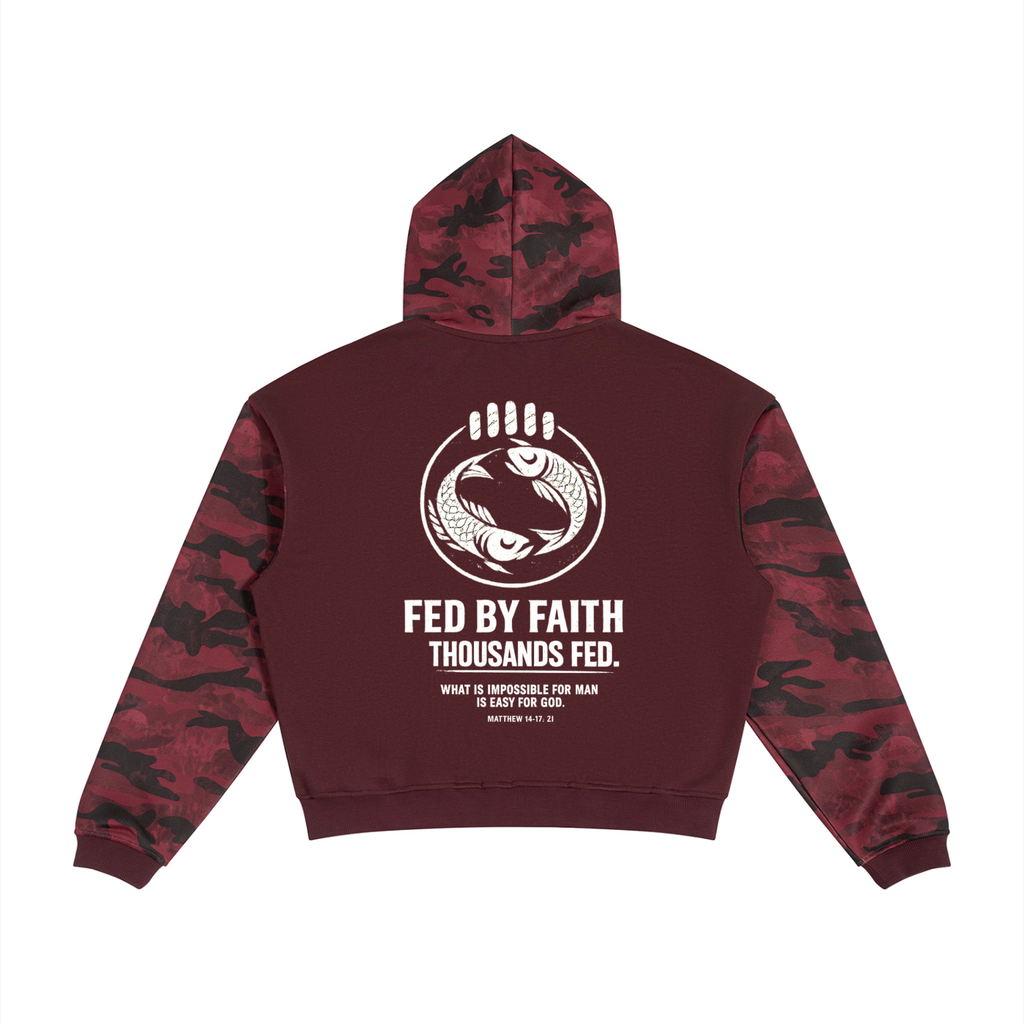 4GVIN ( Camo FED ) Unisex Colorblock Camo Full Zip Boxy Hoodie