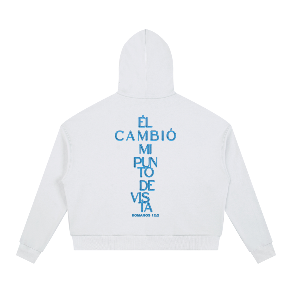 4GVIN White & Sky Blue "By His Blood" Hoodie