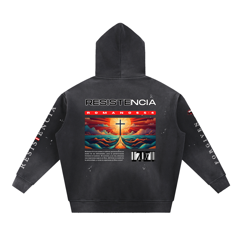 Vintage Washed Frayed Fleece Hoodie