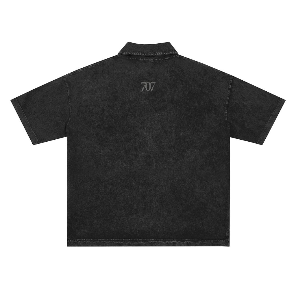 4GVIN "By His Blood" Acid Wash Polo – Charcoal
