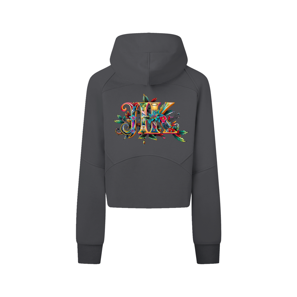 4GVIN Jesus Is King " Girls Cropped Zip-Through Hoodie