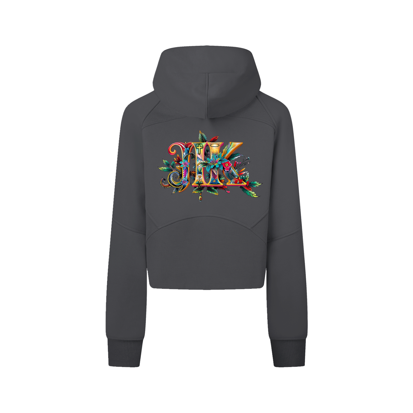 4GVIN Jesus Is King " Girls Cropped Zip-Through Hoodie