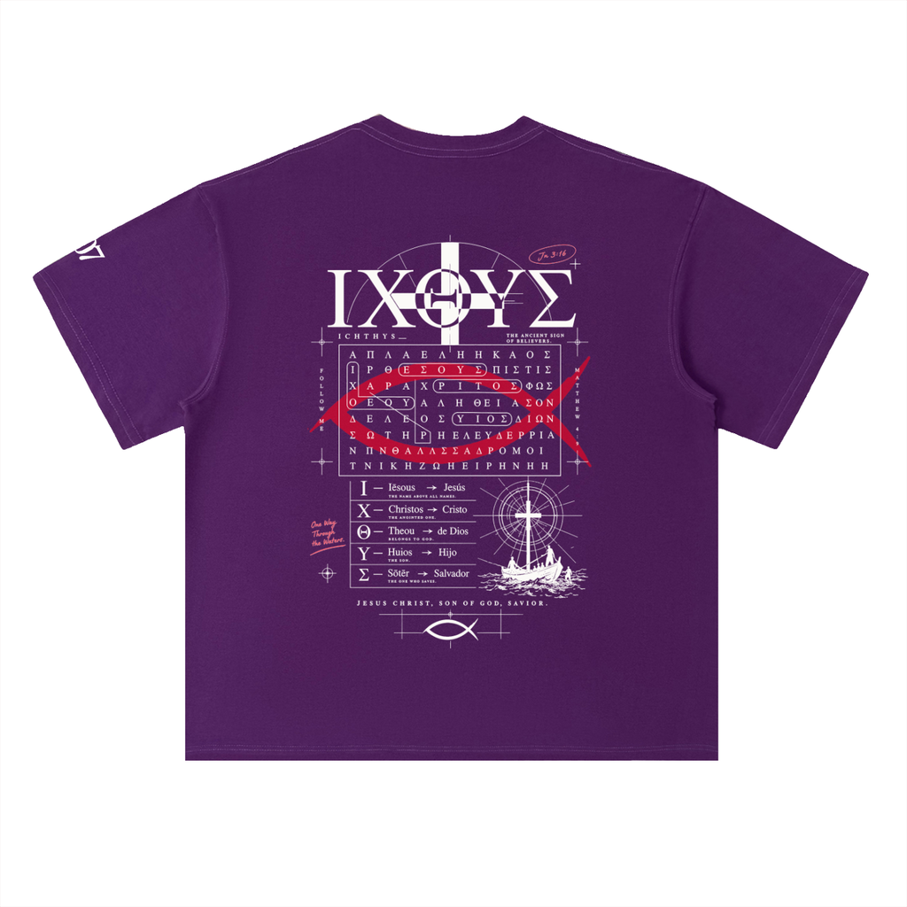4GVIN ( PEZ IXOYE ) Drop Shoulder Cotton T-Shirt