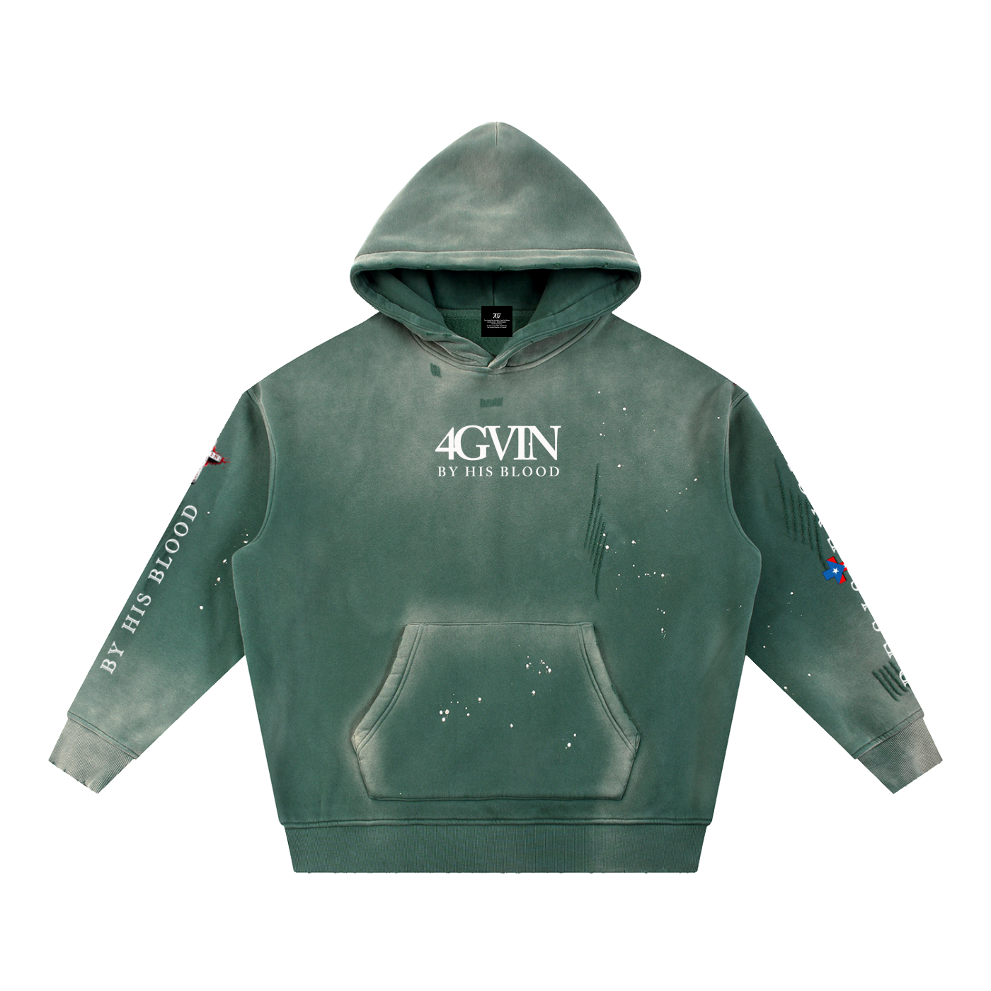 Vintage Washed Frayed Fleece Hoodie