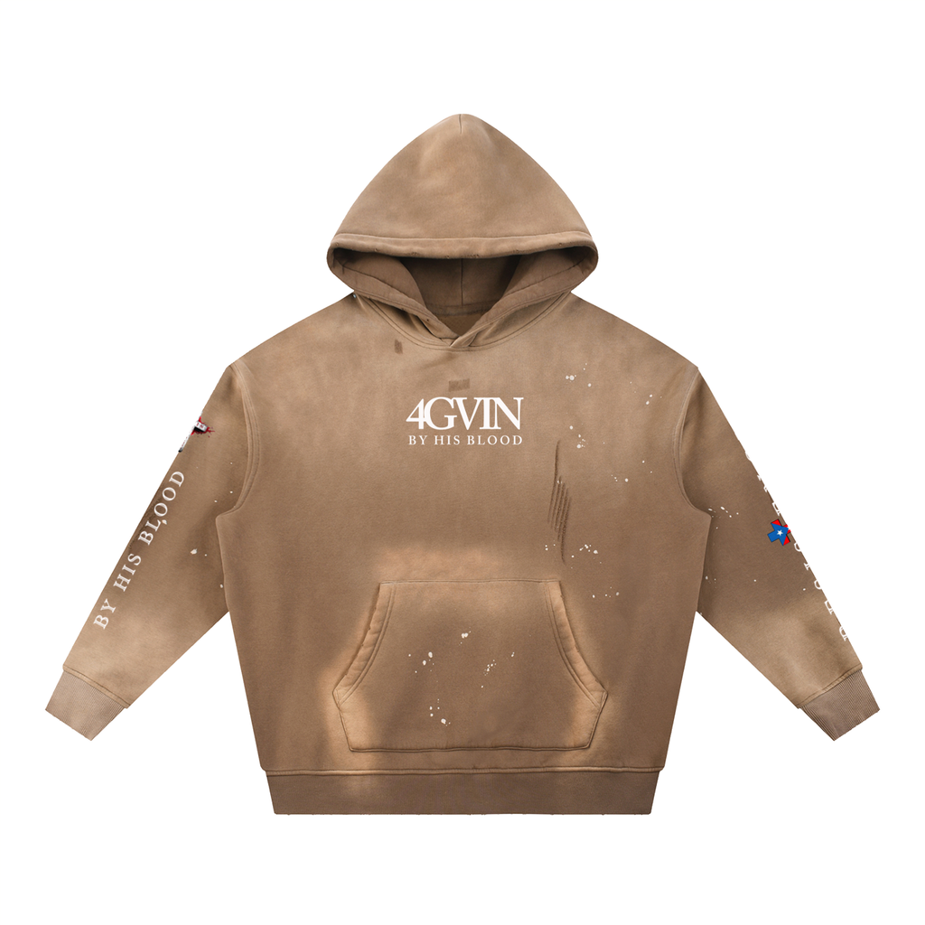 Vintage Washed Frayed Fleece Hoodie